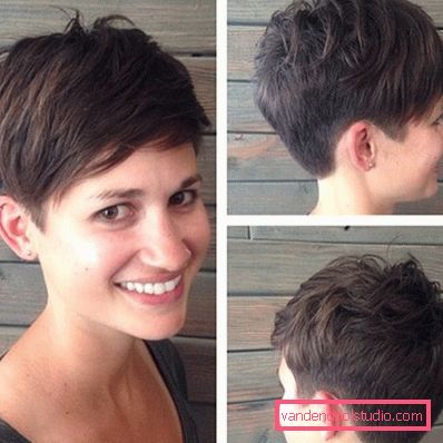 pixie haircut fotografije brunette