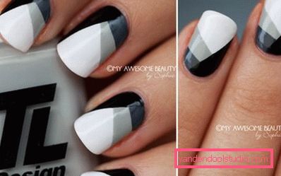 sivo-belo-črna nail art sivo-belo-črna nail art