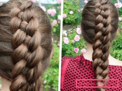4 pletenice z zaponko Korak za korakom shema tkanje pletenice iz 4 pramenov - hairstyles s štiritetnimi pletenice