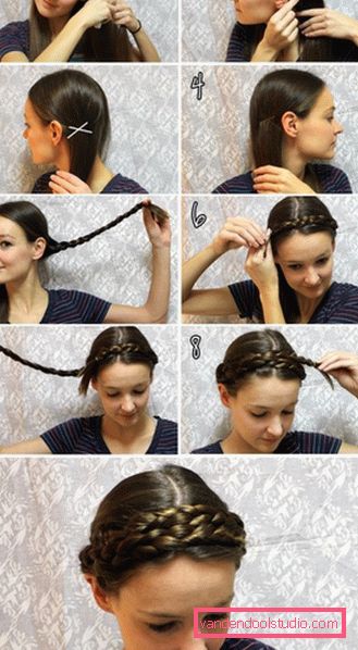 Hairstyle Košarica za dekleta in ženske - fotografija korak za korakom