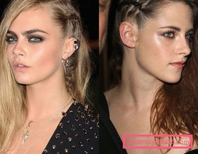 Kara Delvin in Kristen Stewart s posnemanjem obritega templja Kara Delvin in Kristen Stewart s posnemanjem obritega templja