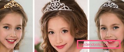 Pričeske s tiarico za dekleta - top 10 styling s krono
