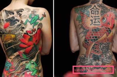Japonski motivi na hrbtu ženske Japonski motivi na hrbtu ženske