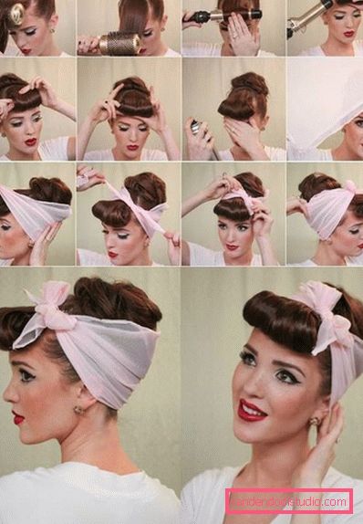Retro pričeska s šalom Rafinirane elegantne retro pričeske ali kako jih zapomniti na zabavi